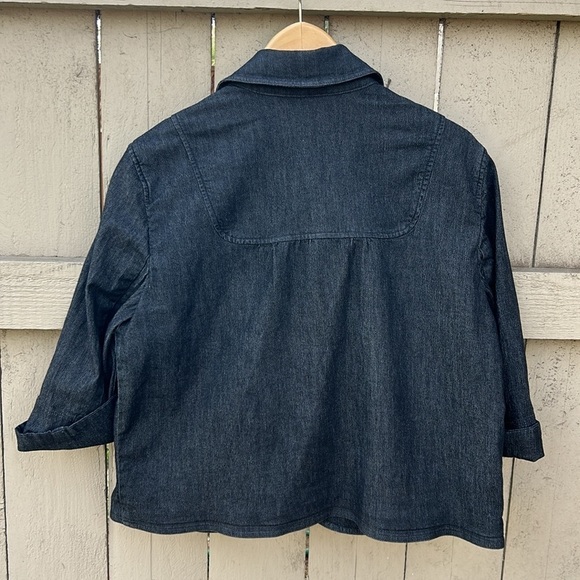 Larry Levine Denim Blazer Black with Cuffed Sleeves Size Large - Picture 4 of 5